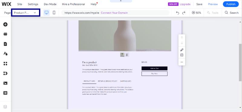 Product or Service Page - Wix 